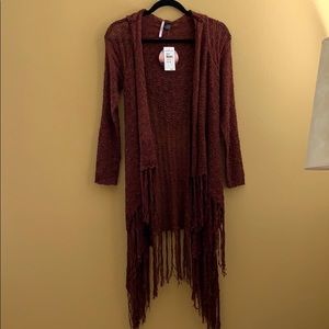 Fringe Hooded Cardigan